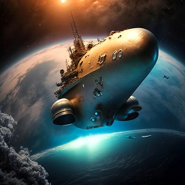Картинка нейросети Стимпанк космический корабль (0078)