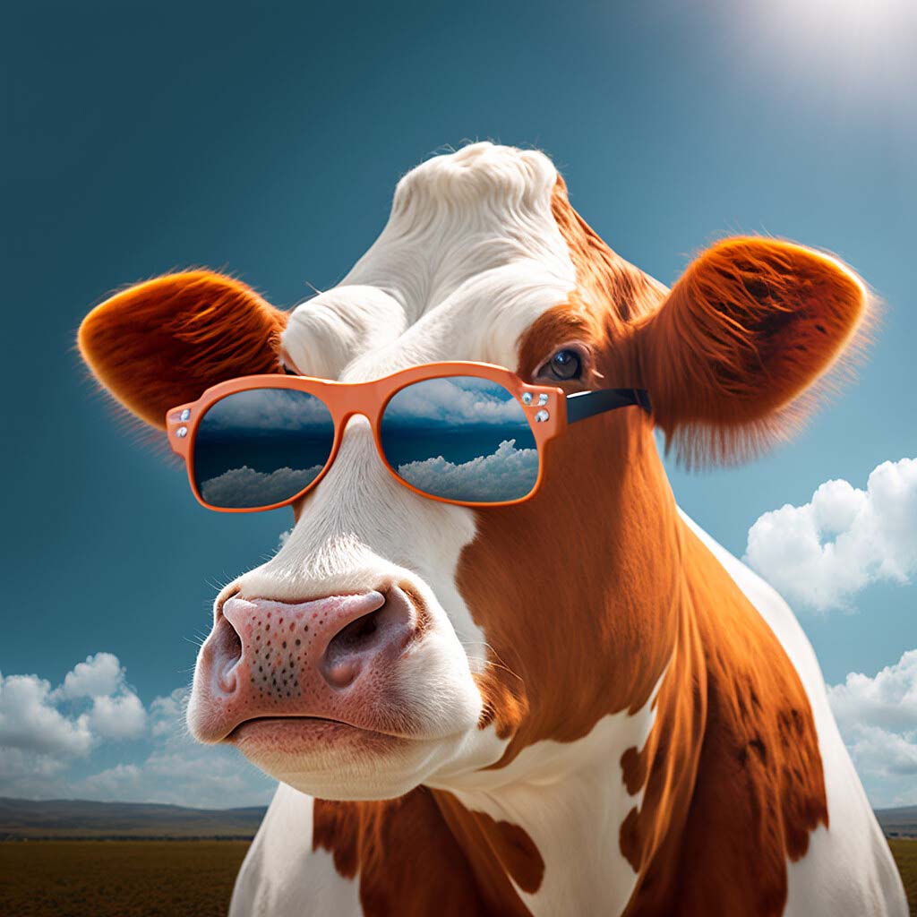 Картинка нейросети Корова в очках (0133)