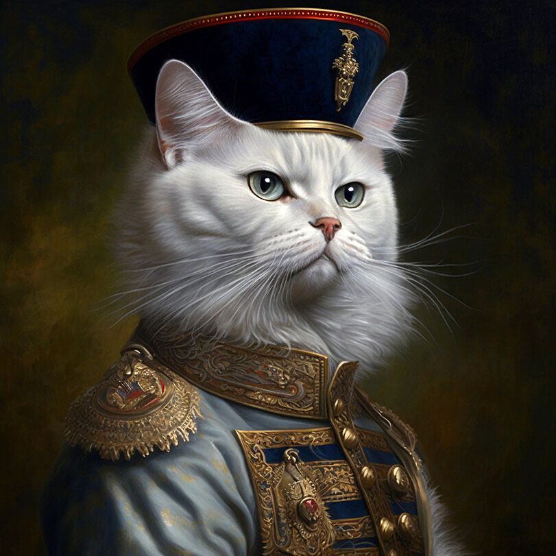 Картинка нейросети Кот в старинной офицерской форме (1202)