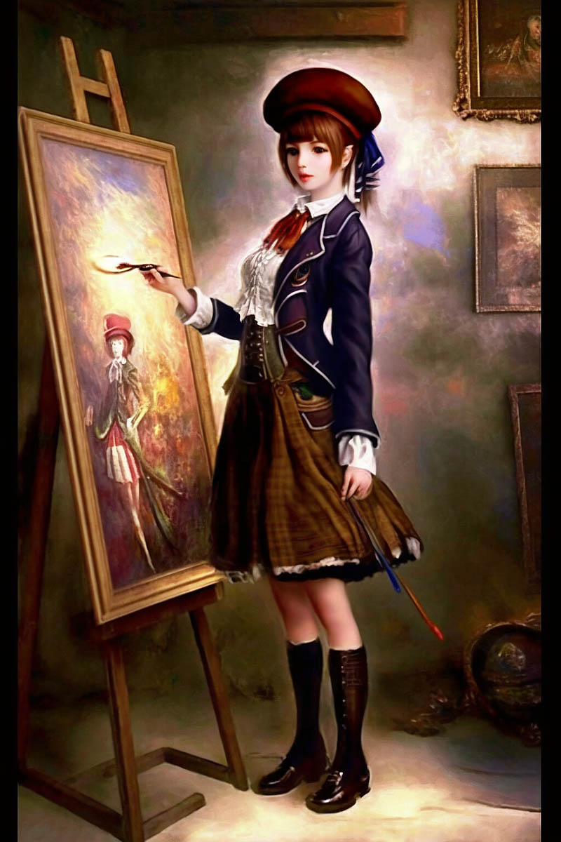 Картинка нейросети Художница у мольберта (1800)