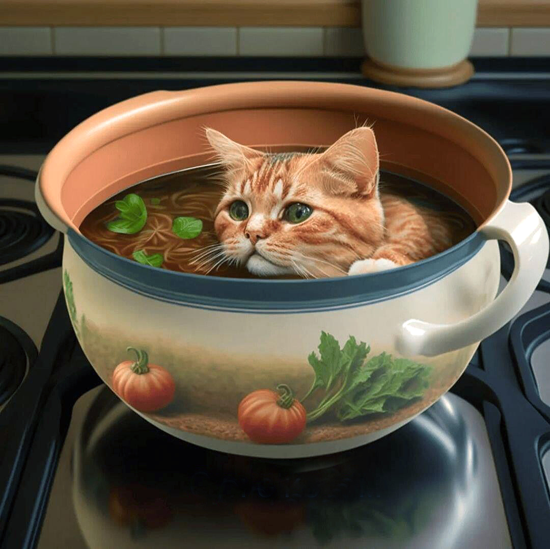 Картинка нейросети Суп с котом (2284)