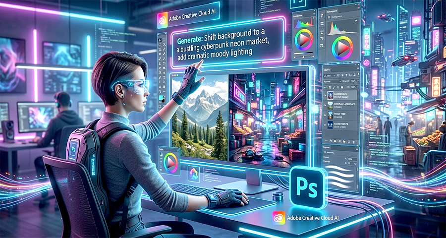 Adobe внедряет AI-ассистента в Photoshop: редактирование изображений с помощью текстовых команд выходит на новый уровень