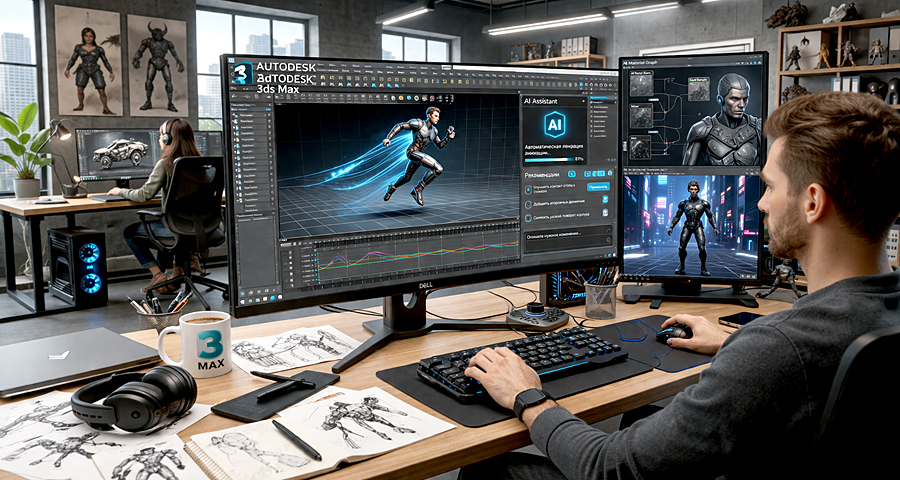 Новости нейросетей. Autodesk внедряет ИИ в Maya и 3ds Max: ускорение 3D-графики и анимации