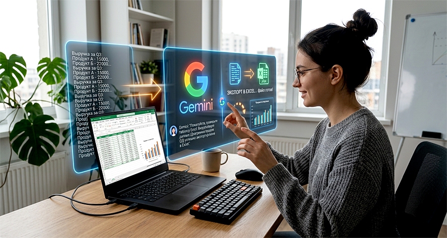 Google Gemini теперь сам создаёт файлы Word и Excel по запросу
