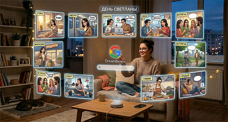 Google запустила эксперимент DreamBeans - ИИ превращает жизнь пользователя в персональный комикс