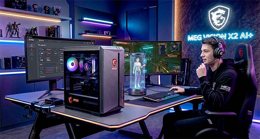 MSI MEG Vision X2 AI+: игровой ПК с голографическим дисплеем и встроенным AI-агентом