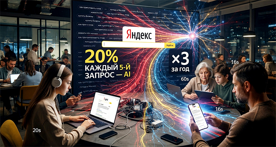 Около 20% поисковых запросов в России связаны с нейросетями